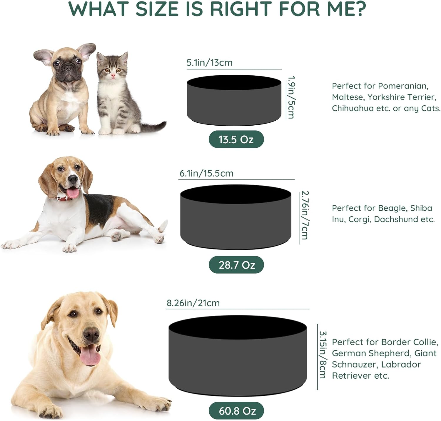 SPUNKYJUNKY Cuenco de cerámica de 13.5 onzas para perros y gatos, moderno y lindo cuenco de agua con peso para repuesto negro (paquete de 1)