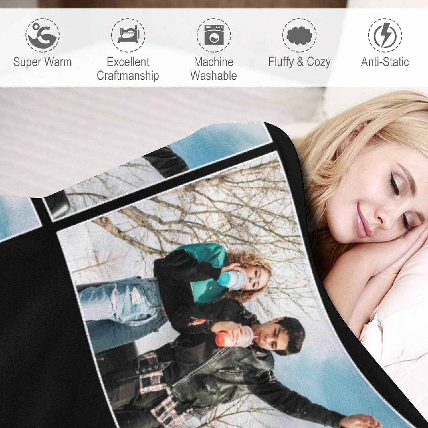 Mantas personalizadas con fotos, manta suave personalizada hecha en Estados Unidos, manta de 6 fotos para mujeres, hombres, amigos, papá, mamá,