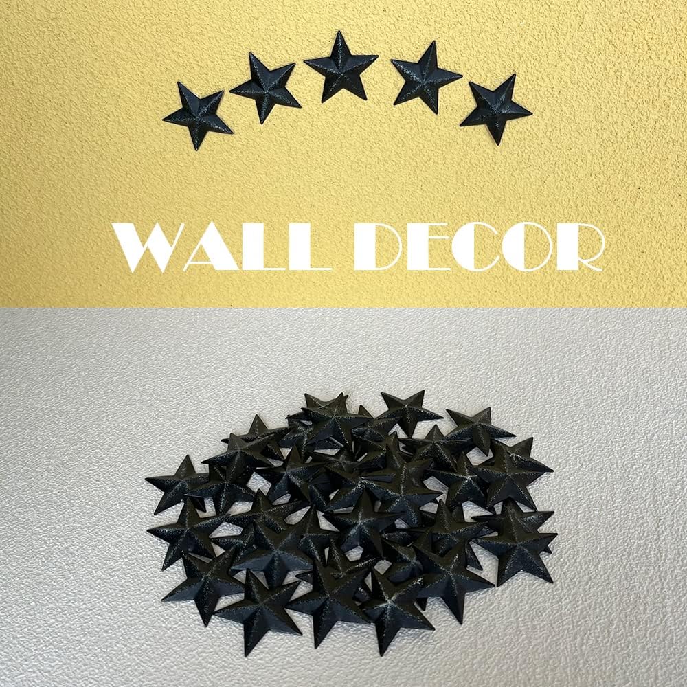 50 estrellas de metal de 1.5 pulgadas, estrella de granero para decoración del hogar, decoración de pared colgante para casa, arte de pared vintage