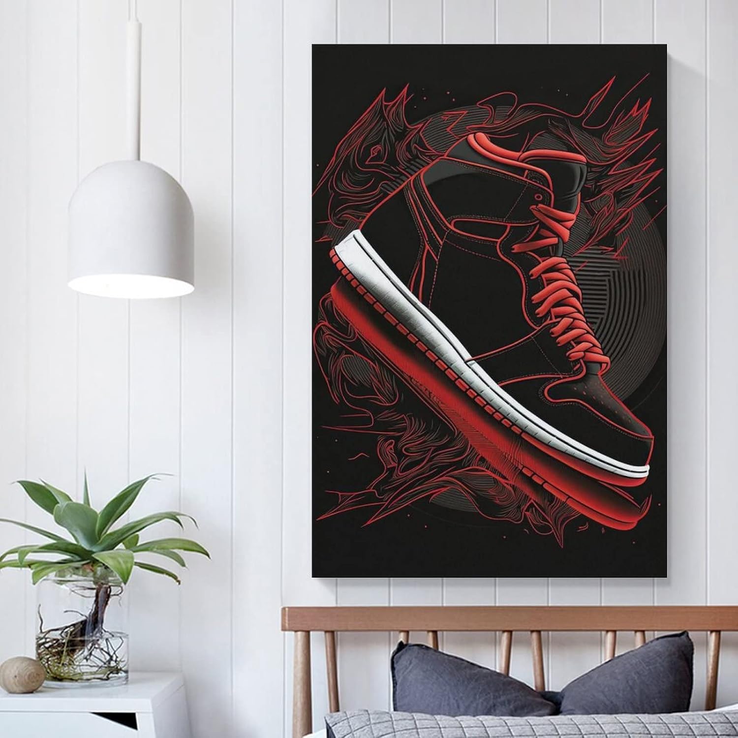 Pósteres de zapatos negros de moda, tenis negros, impresión en lienzo para decoración de habitación de niños, cuadros e impresiones artísticas de