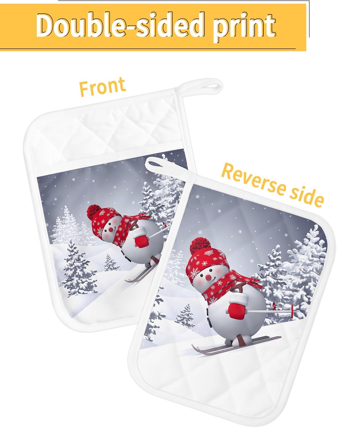 Juego de 4 soportes para ollas de Navidad para cocina, antideslizantes y aislantes de calor, juego de agarraderas de tela de toalla con bolsillo,