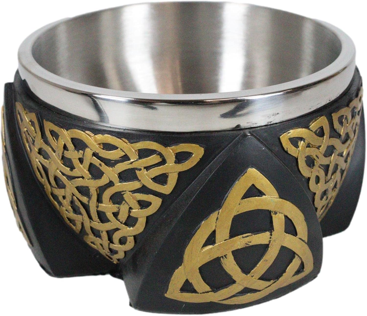 Ebros Gift Wicca Metafísica Energía Positiva Espiritual Divinidad Celta Triquetra Trinidad Nudo Manchas Cuenco Estatuilla Rascador Recipiente