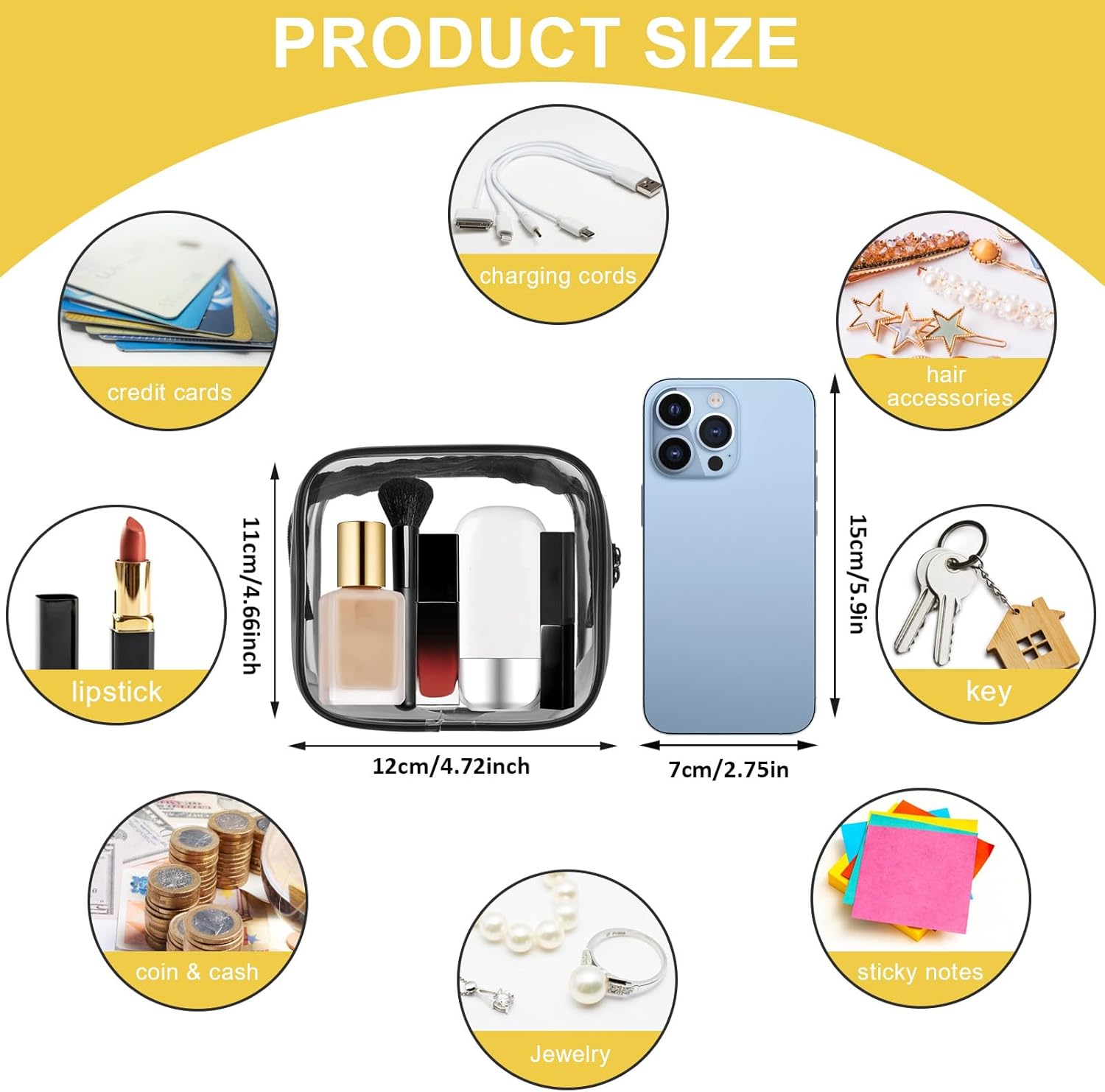 DIVINA VITAE Paquete de 2 pequeñas bolsas de maquillaje transparentes con cremallera, bolsa de aseo aprobada por la TSA, bolsa de cosméticos de