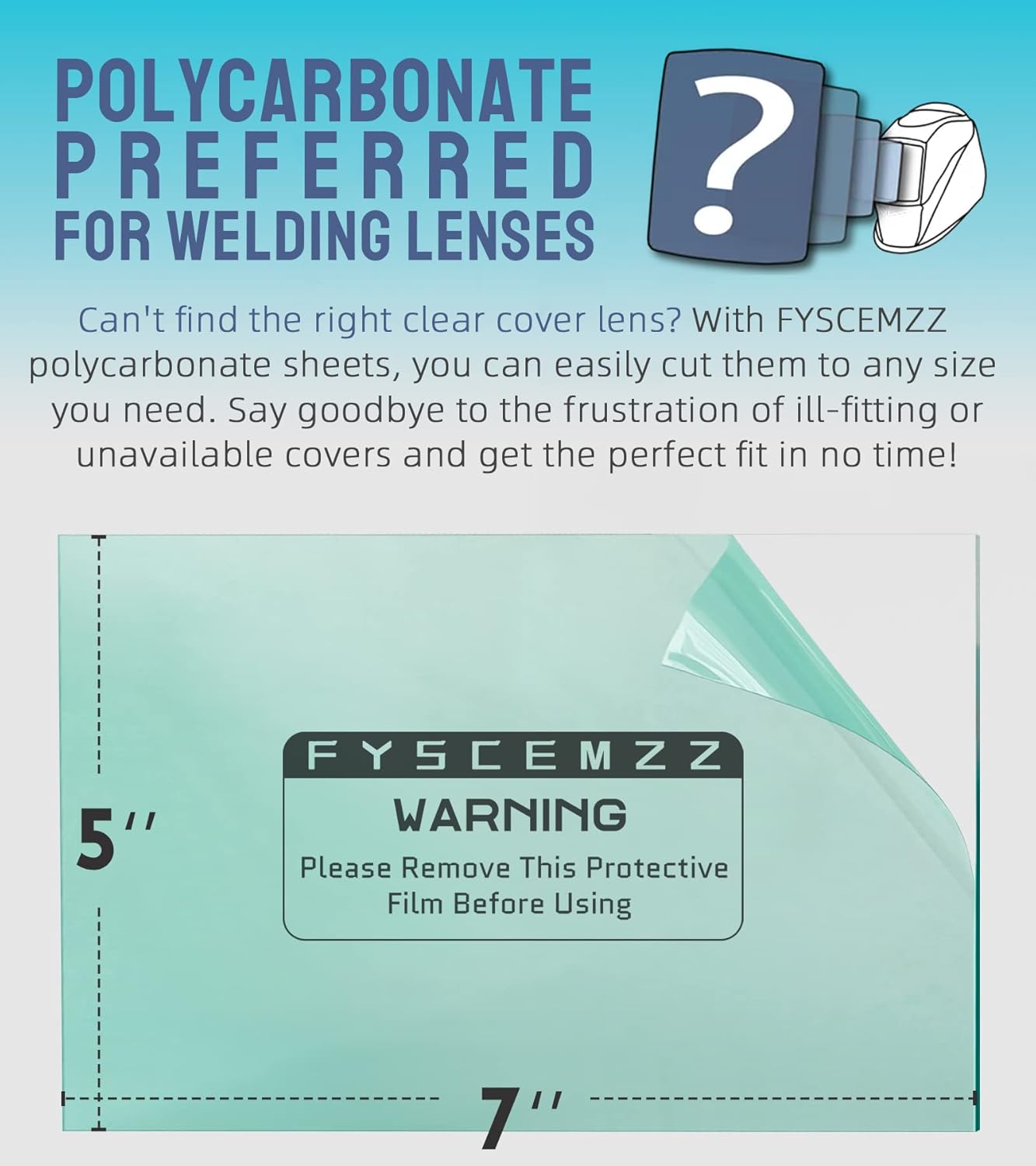 10 lentes de casco de soldadura cortables de 5 x 7 pulgadas para cualquier casco y manualidades de bricolaje, policarbonato transparente