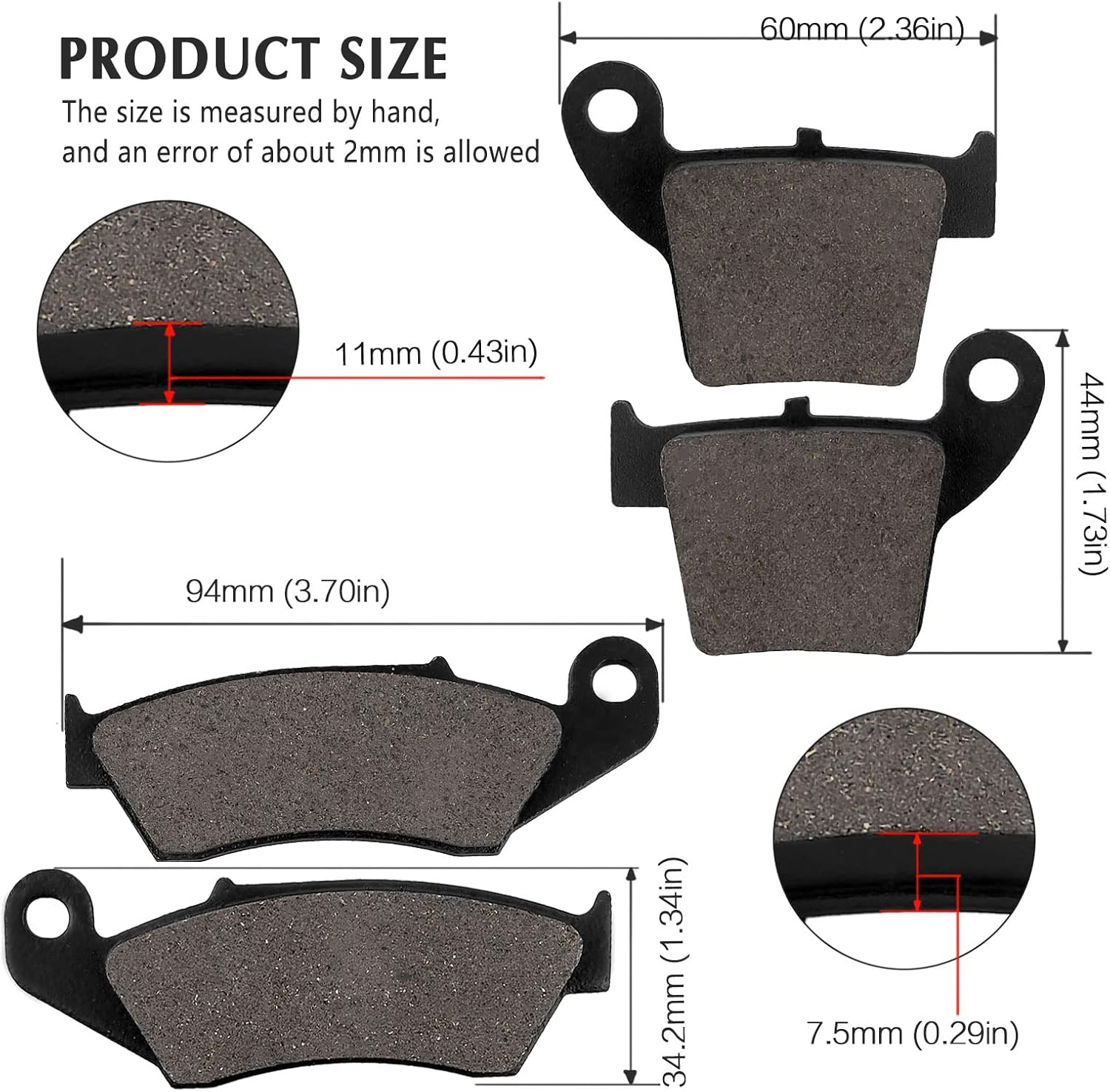SOLLON Pastillas de freno delanteras y traseras para Honda CR125R 2002-2007, CR250R 2002-2007, CRF250RCRF250X 2004-2017, CRF450RX 2017, CRF450X