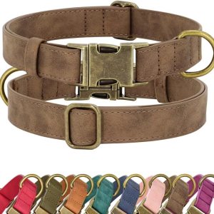 Didog Collar de cuero suave para perro, collares de perro duraderos y resistentes con hebilla metálica de liberación rápida, collar de cuero Didog Collar de cuero suave para perro, collares de perro duraderos y resistentes con hebilla metálica de liberación rápida, collar de cuero