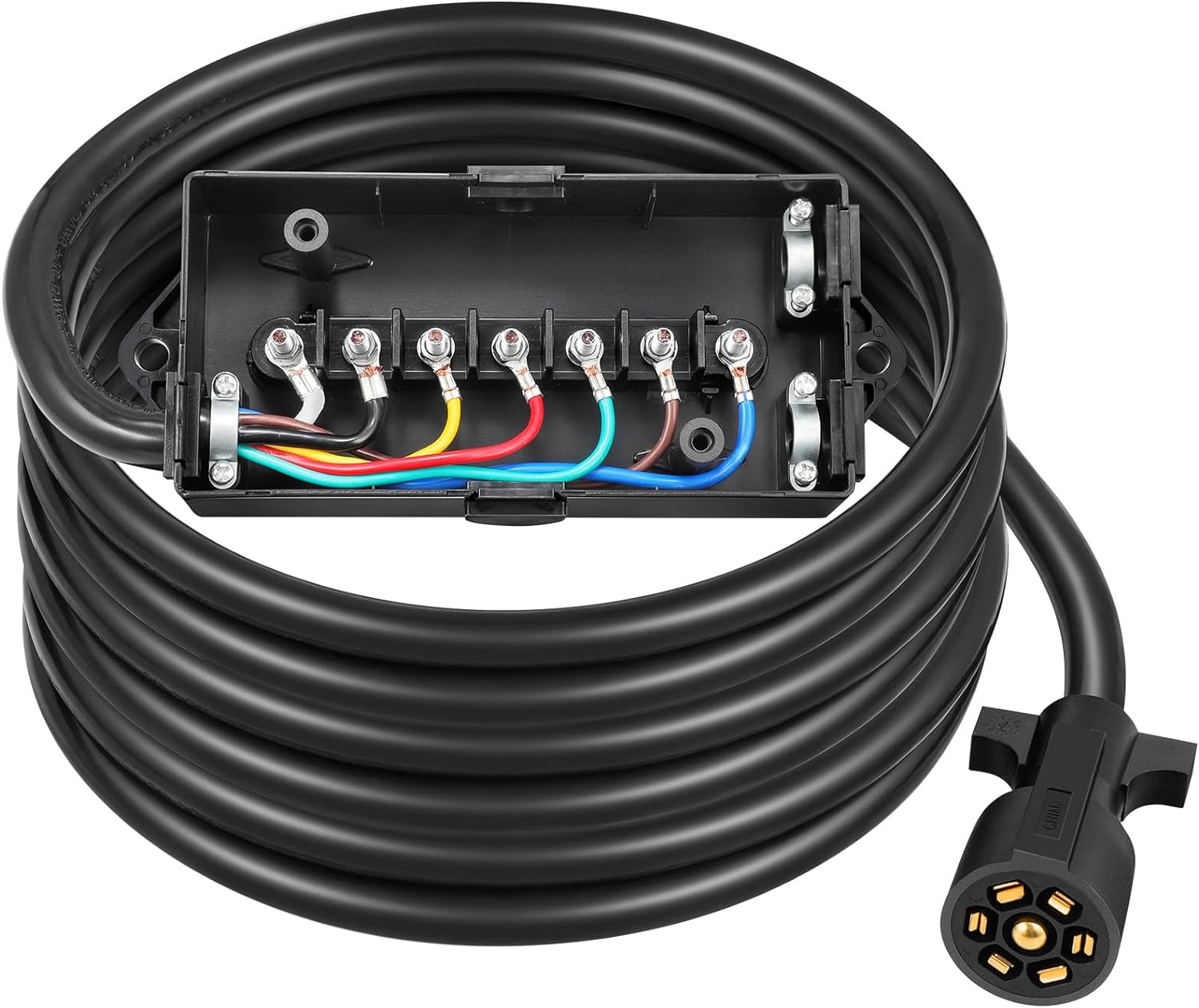 Partsam Luces LED sumergibles de bajo perfil rectangular de 12 V, cable de remolque de 7 vías con caja de conexiones de 7 bandas, para cámper,