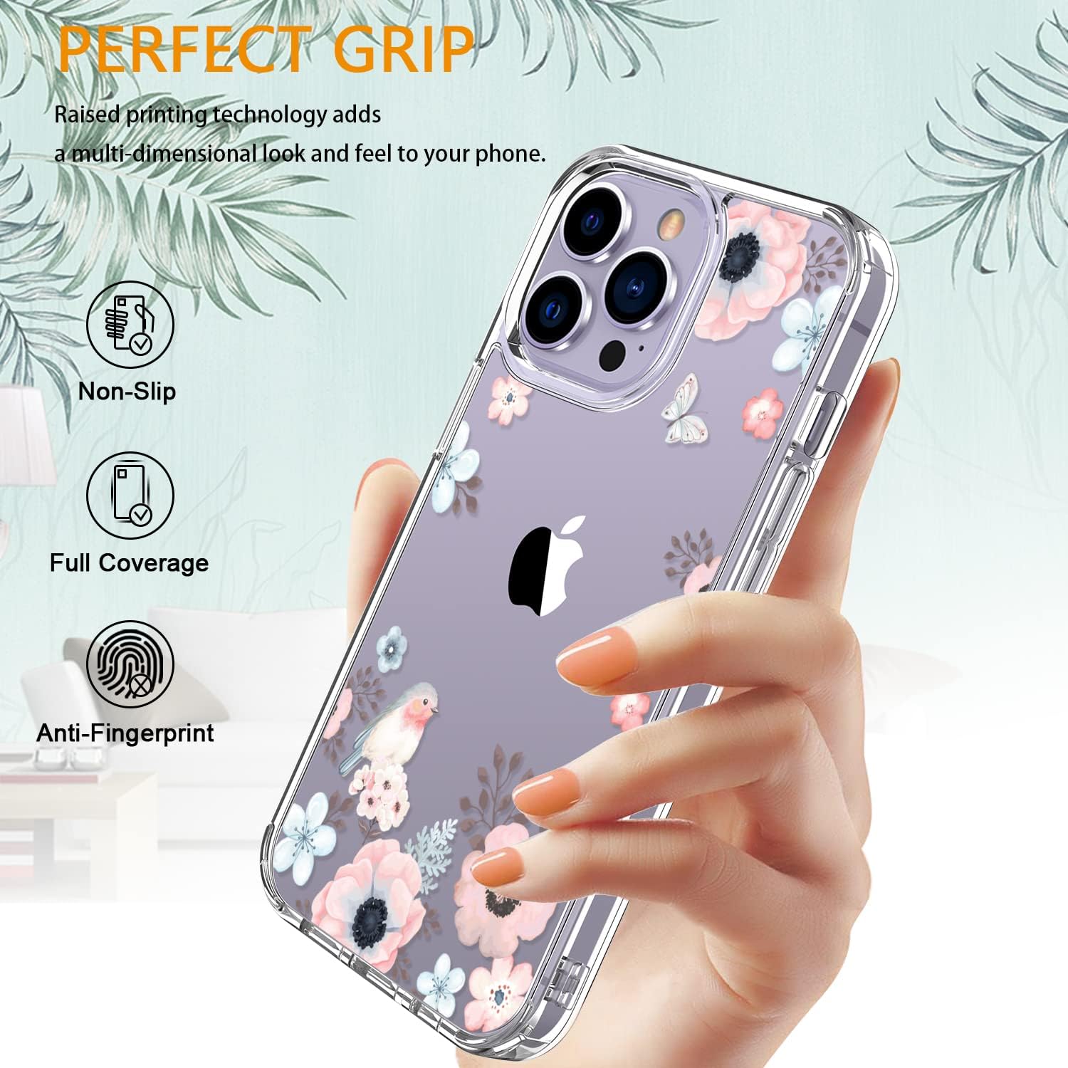 LUHOURI Funda para iPhone 15 Pro con protector de pantalla  Funda duradera transparente  Diseños de moda para mujeres y niñas  Funda protectora
