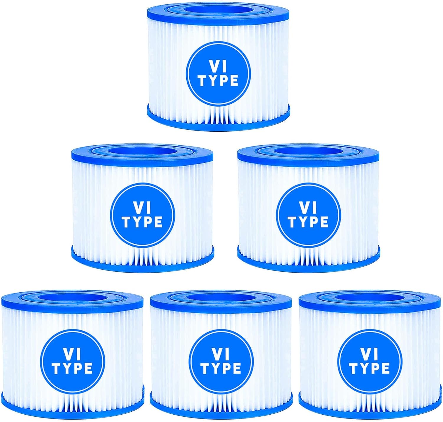 Cartucho de filtro de piscina tipo VI paquete de 6 filtros de repuesto inflables para bañera de hidromasaje y spa compatibles con bomba de filtro de