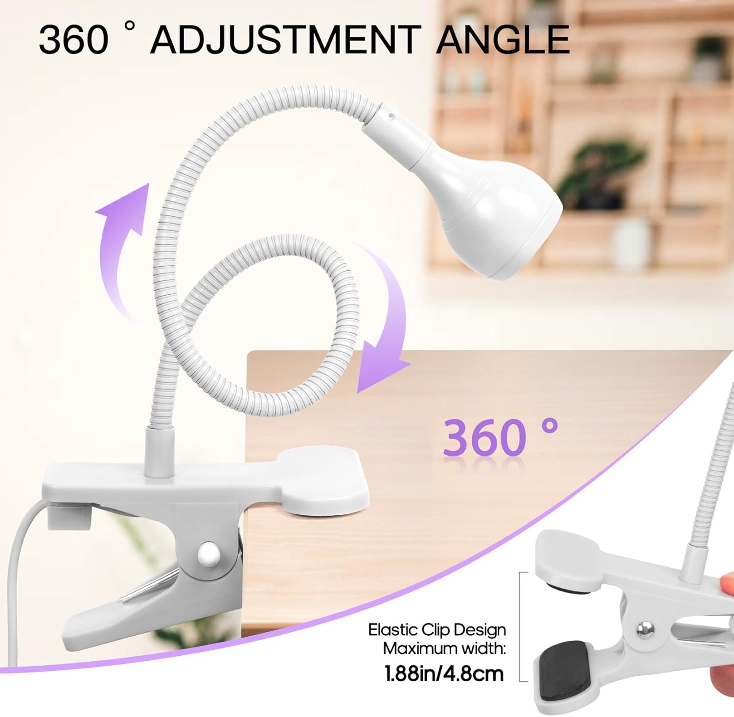 AORAEM Lámparas LED de uñas de 3 W, lámpara flexible de cuello de cisne, secado rápido, secado rápido, lámpara de secado de esmalte de gel, luz de
