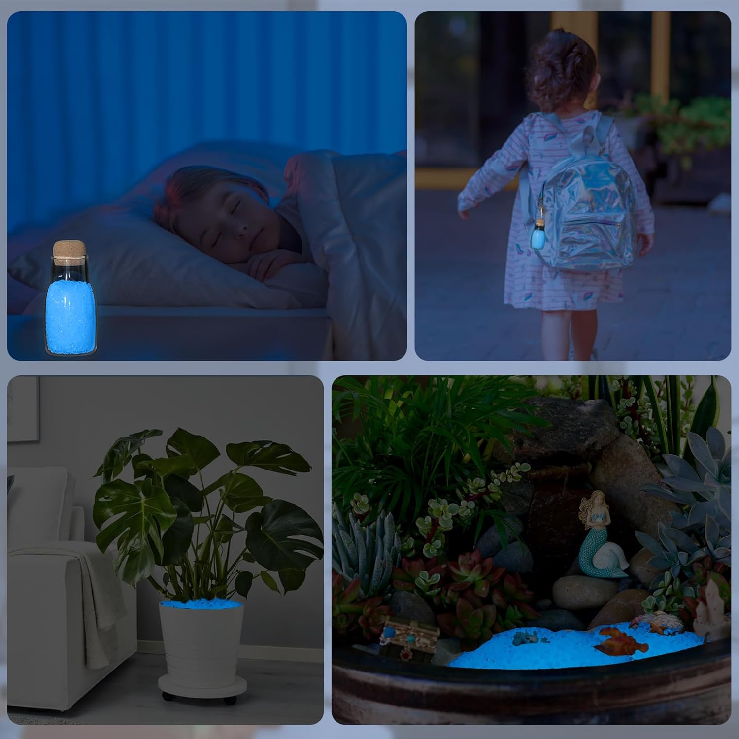 Piedras brillantes que brillan en la oscuridad, decoración de interiores y exteriores, rocas azules para paisajismo, piedra luminosa para peceras,