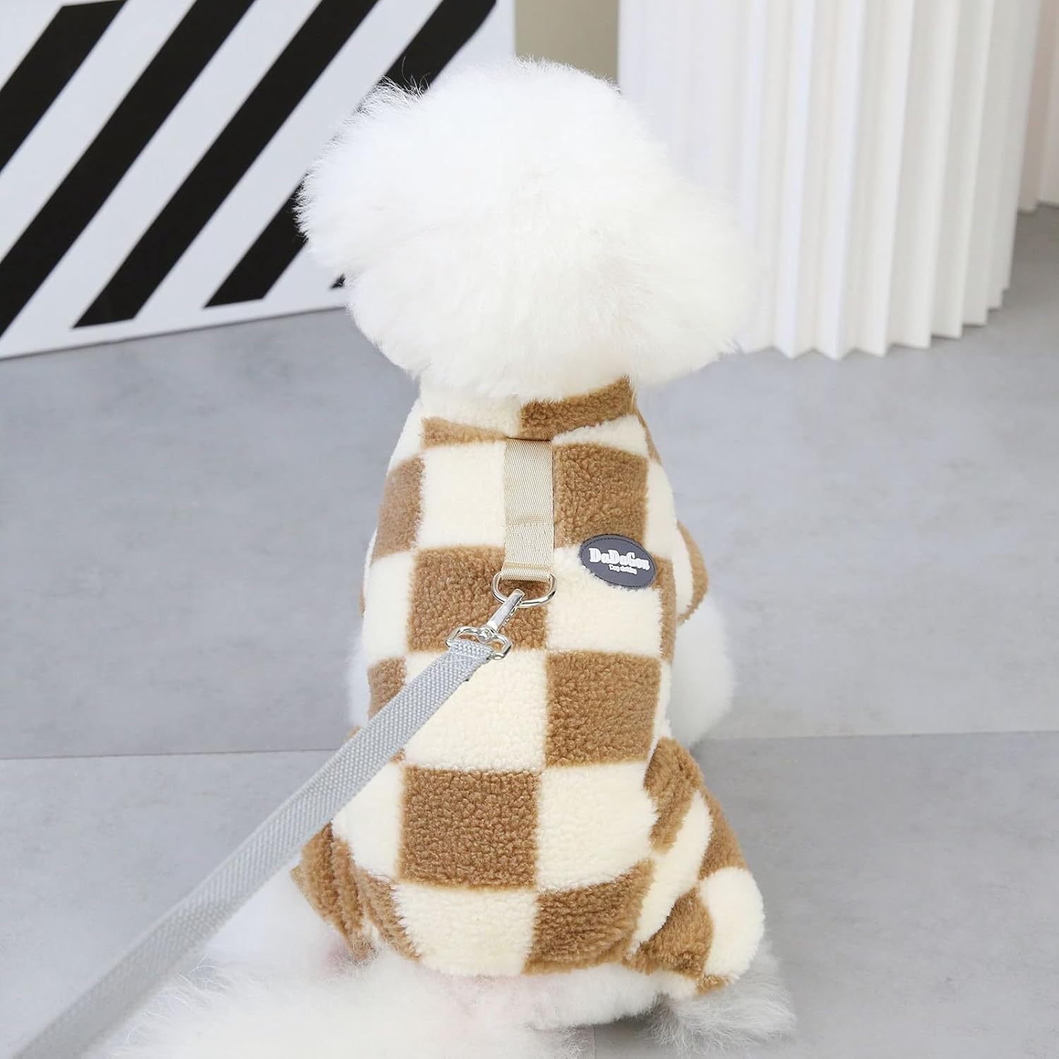 Pijama de forro polar a cuadros para perros pequeños, mameluco de lujo para perros con anillo en D, suéter para cachorros, overol para Chihuahua,
