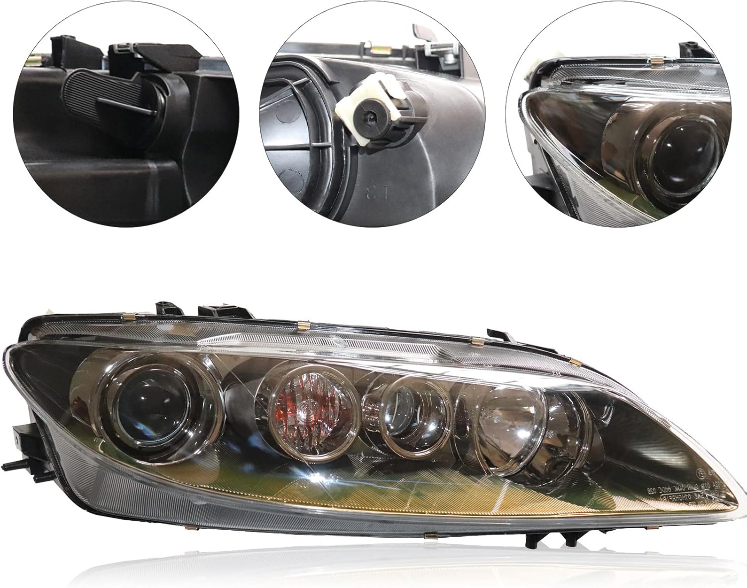 TBVECHI Para 2006 2007 2008Mazda 6 montaje de faros delanteros halógenos reemplazo del lado del pasajero derecho, lente transparente de carcasa