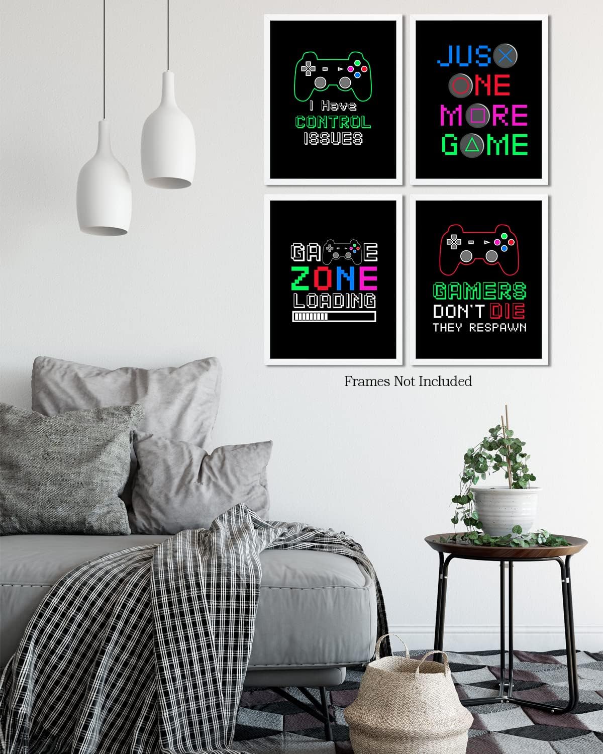 Decoración de sala de juegos para niños, cosas geniales para tu habitación, cueva de hombre, dormitorio, sala de juegos o bar, juego de 4 accesorios