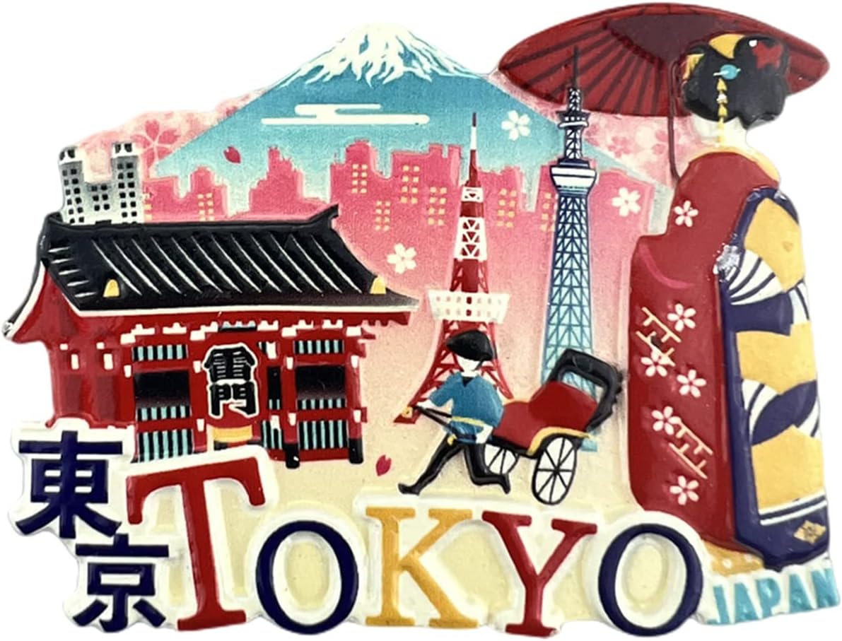 Tokio Japón – Imán de recuerdo para nevera en 3D, hecho a mano para nevera, colección de decoración para el hogar y la cocina