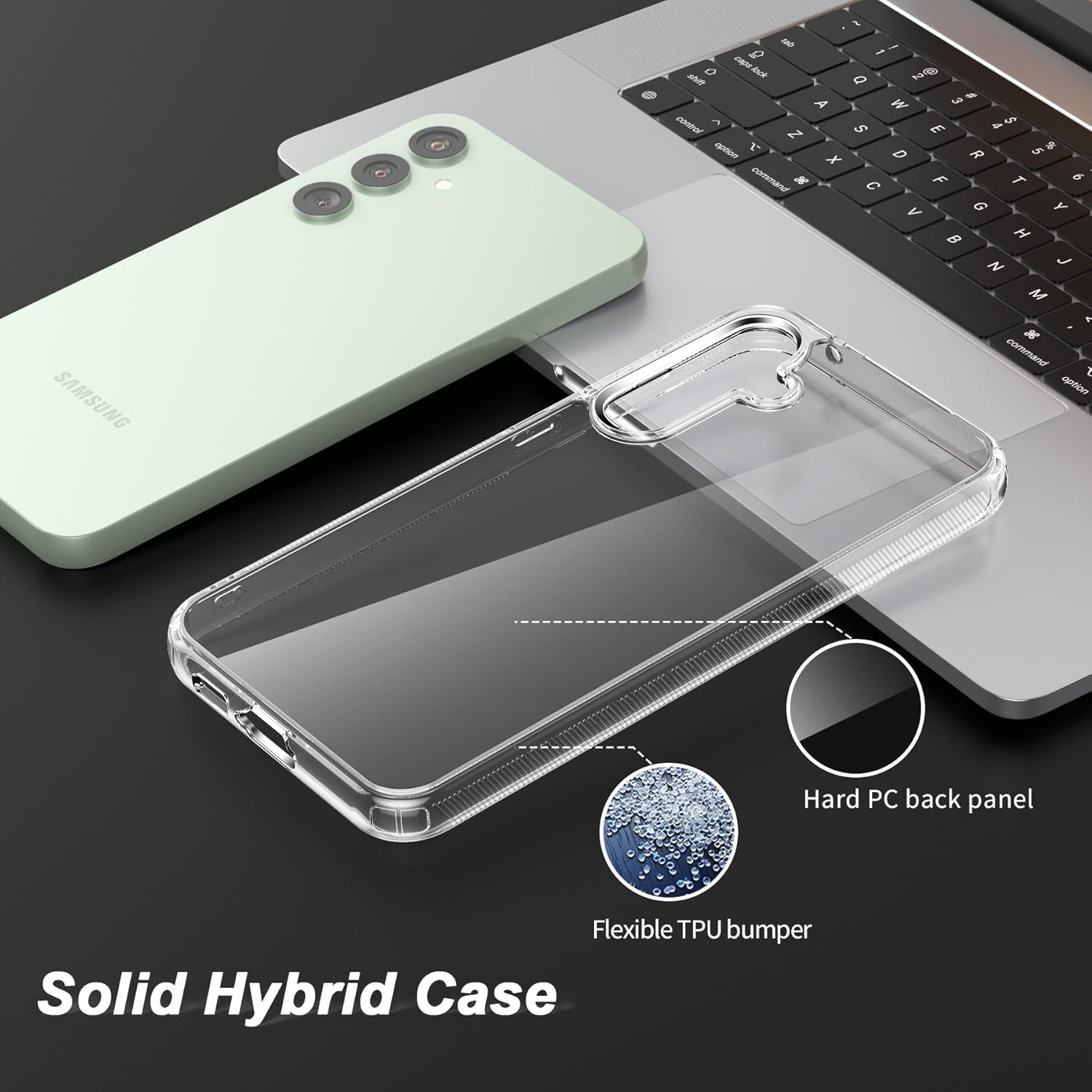 Foluu Funda delgada para Samsung Galaxy S23 FE 2023, parte trasera de policarbonato duro y parachoques de TPU suave, funda protectora a prueba de