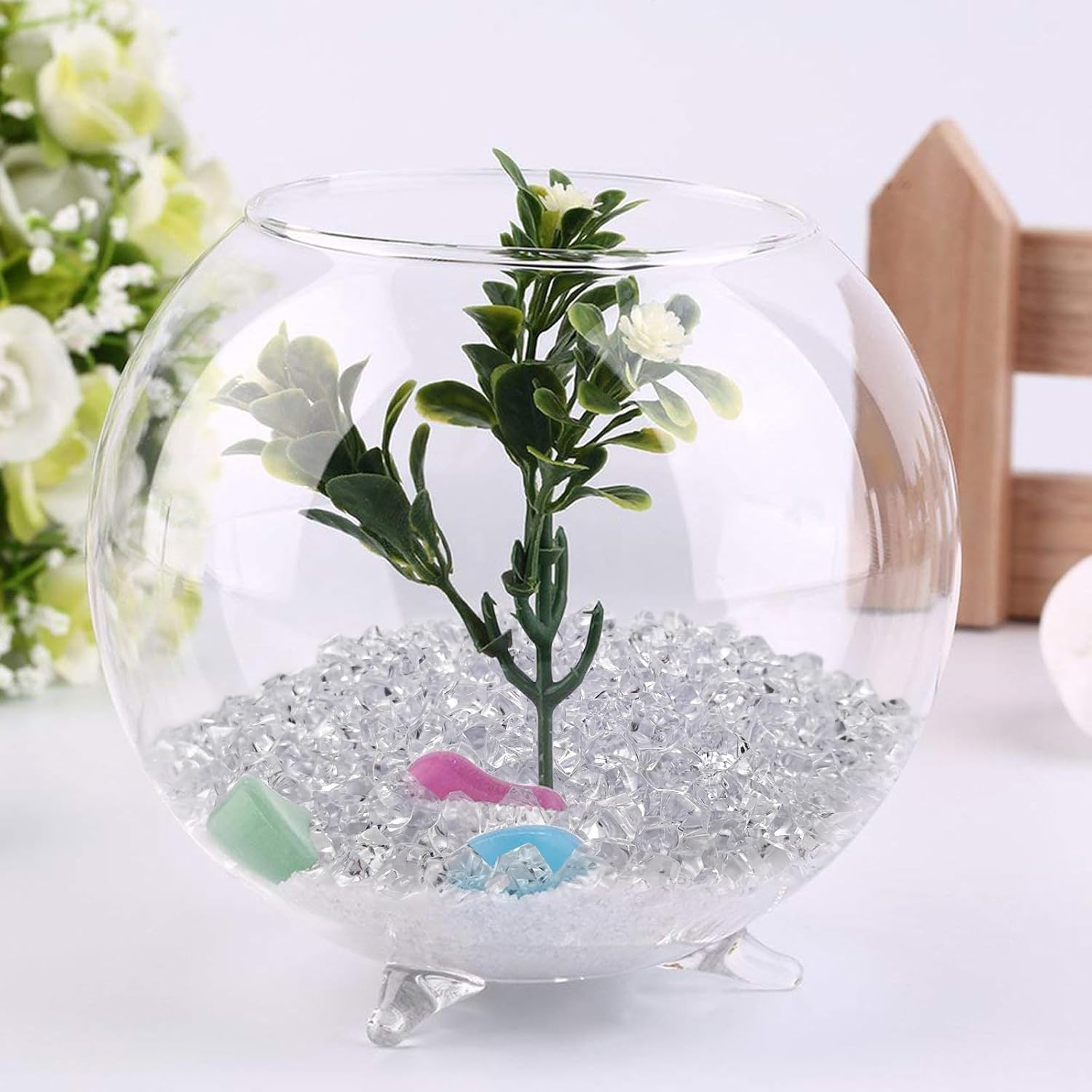 Cubos de hielo falsos reutilizables, accesorios de fotografía para accesorios de boda, rellenos de jarrón, dispersión de mesa (transparente-0.433 x