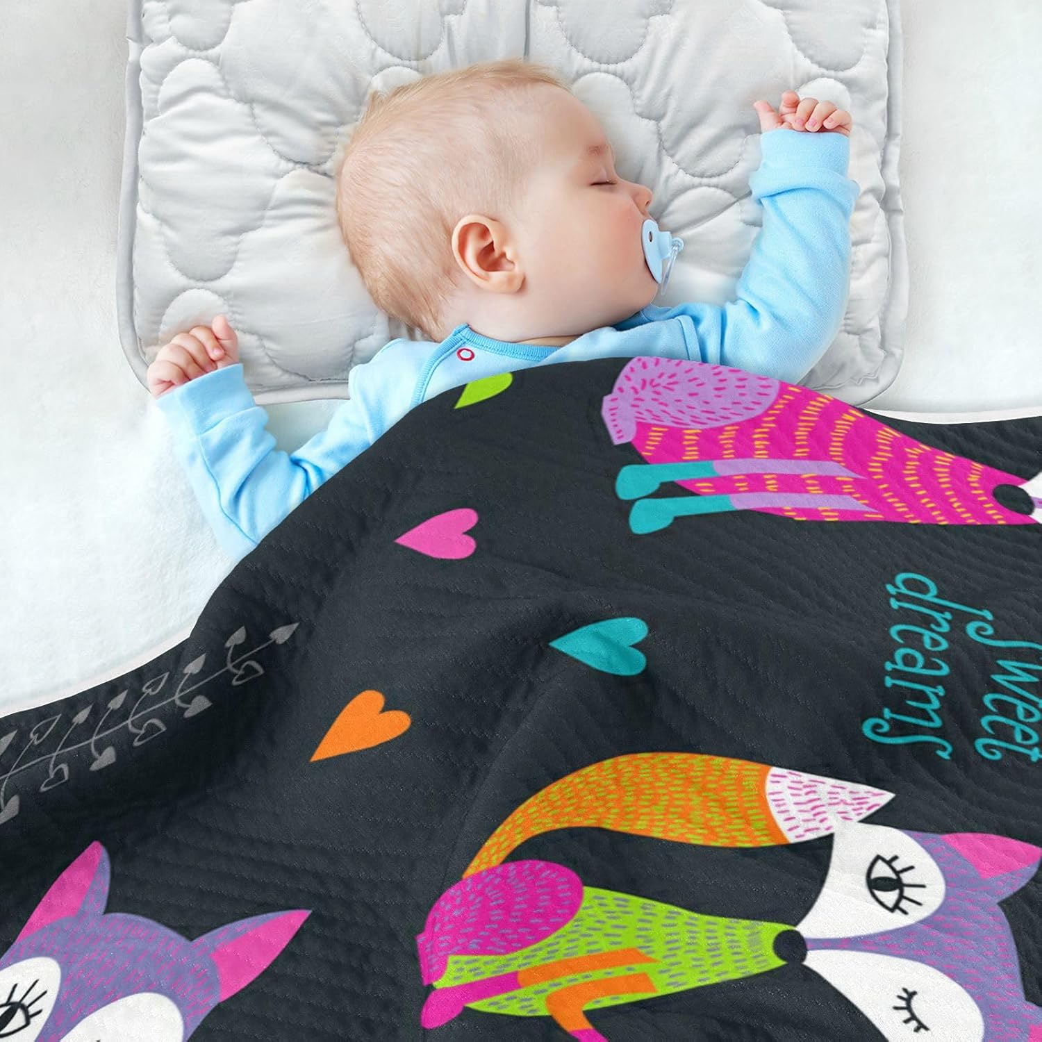 J JOYSAY Manta de bebé personalizada de zorros para niños y niñas, manta personalizada de recepción para cuna, niños y recién nacidos