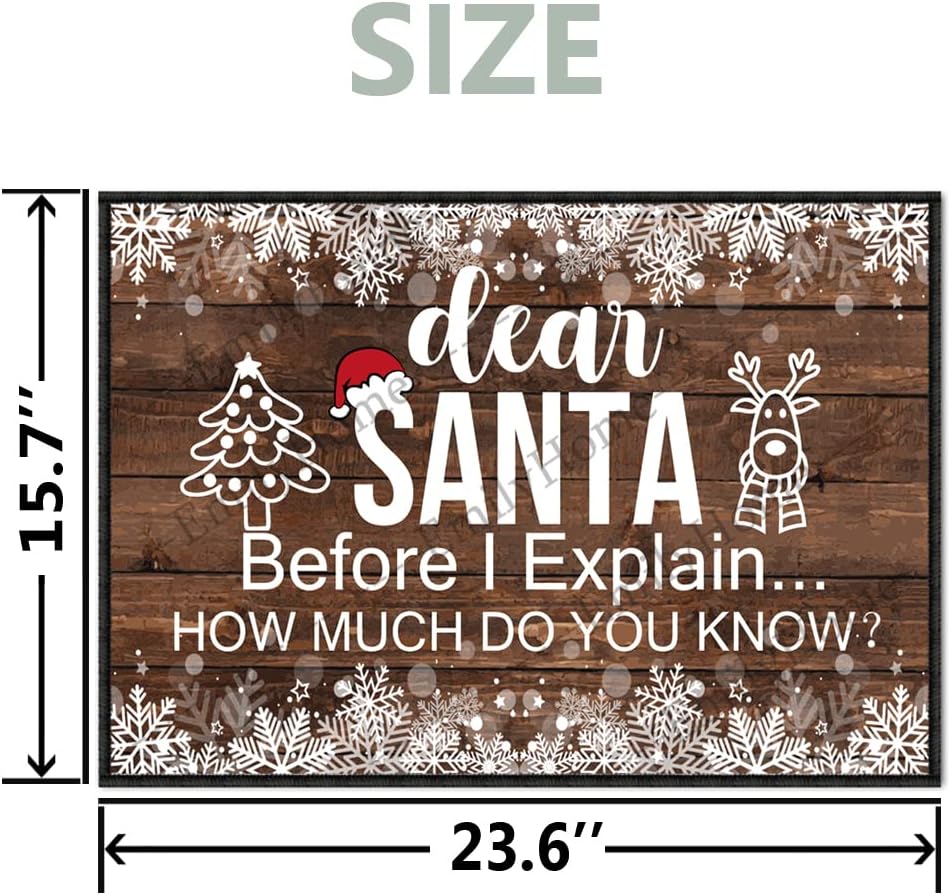 ZUYOENCO Entryway Rugs Indoor Non Slip, Dear Santa Before I Explain How Much Do You Know Outdoor Funny Welcome Mats for Front Door Mats Indoor