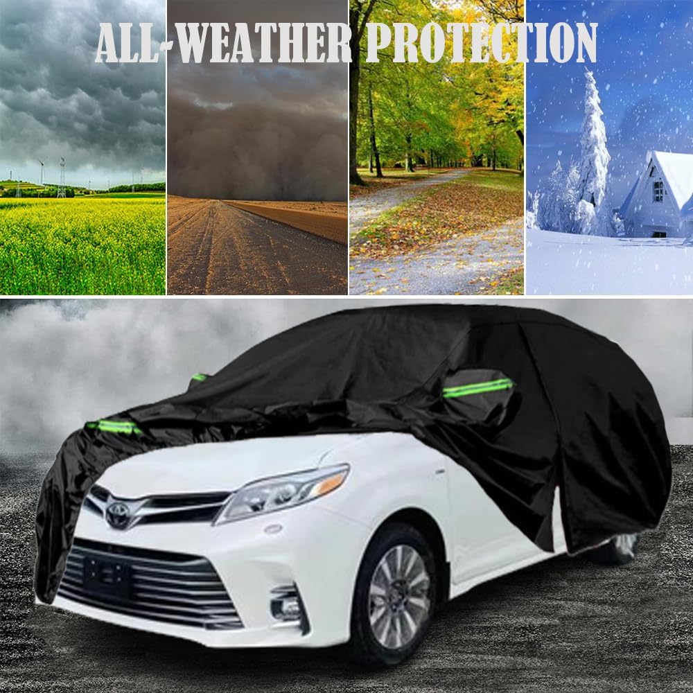 Fundas impermeables para automóvil compatibles con Toyota Sienna 2003-2023, funda de automóvil para todo tipo de clima, con puerta con cremallera