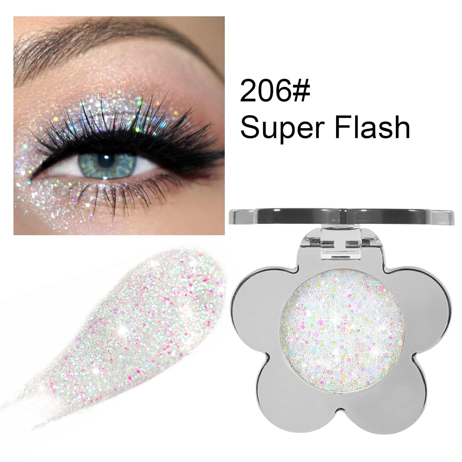 Erinde Sombra de ojos con purpurina única, paleta de polvo prensado de sombra de ojos con purpurina mate, ultra mezclable, de larga duración,