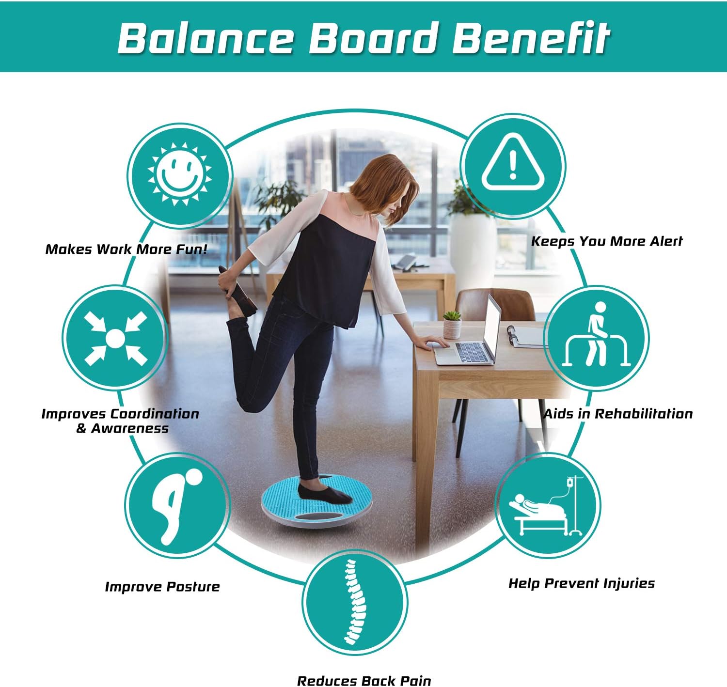 NALANDA Tabla de equilibrio oscilante, entrenador básico para entrenamiento de equilibrio y ejercicio, material saludable antideslizante TPE Bump