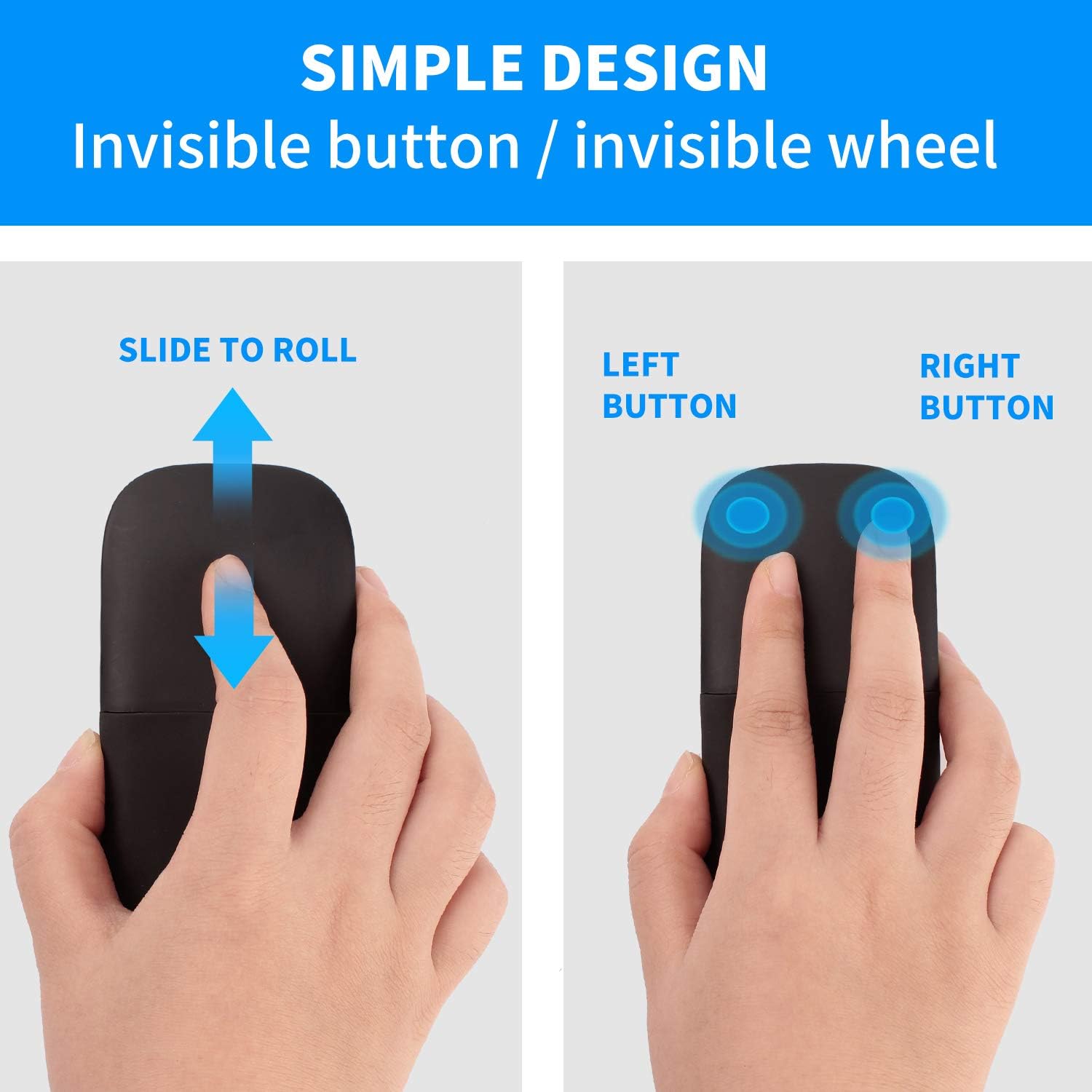 Ratón inalámbrico Bluetooth de arco ergonómico plegable ratón óptico táctil ratón de viaje Ratón plegable silencioso para computadora Mac OS,