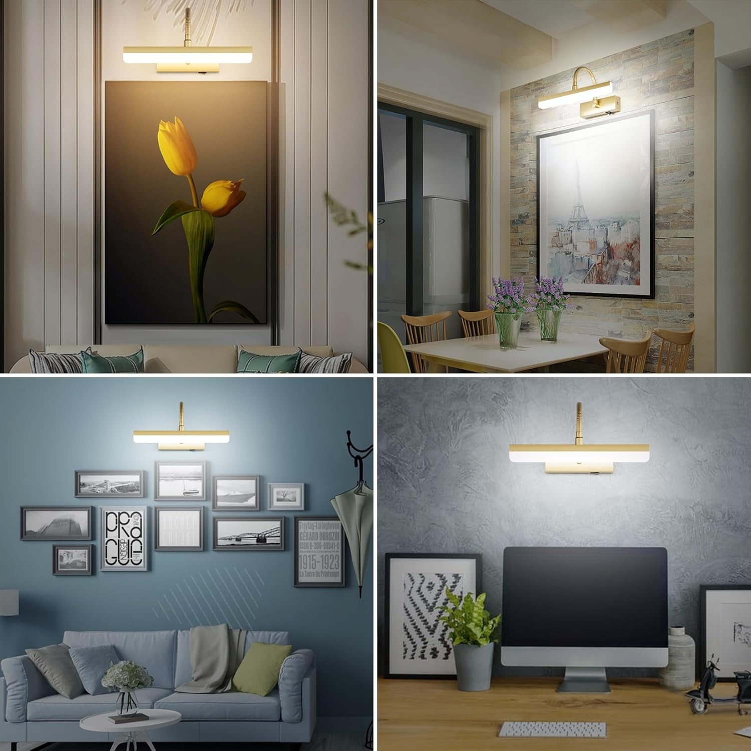 Ralbay Luz de imagen dorada, luz LED de pintura dorada con control remoto, tubo de luz giratorio con 3 modos de iluminación, luz de visualización