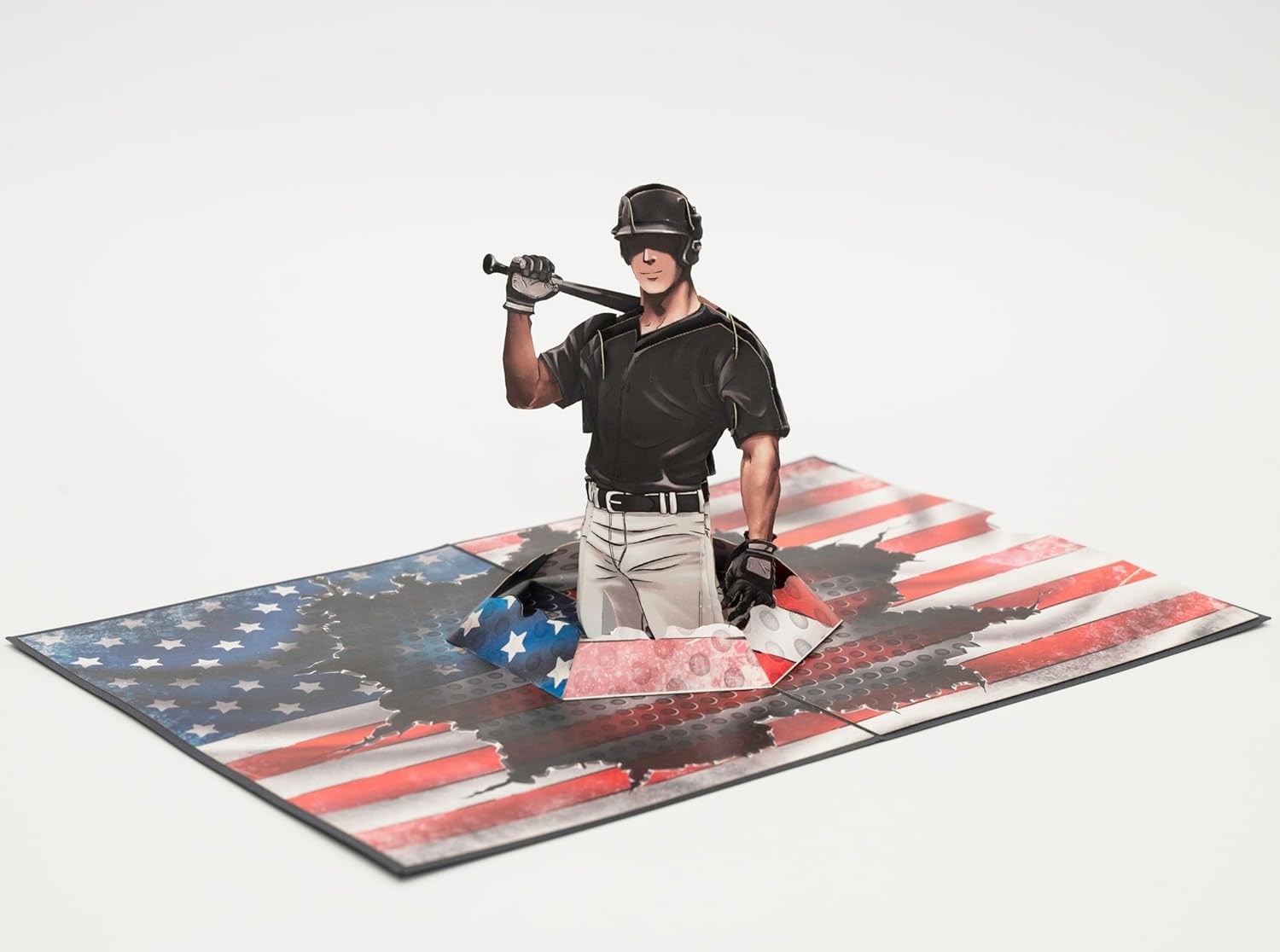 PQDGlobal Tarjeta emergente 3D de jugador de béisbol, arte de papel y artesanía, tarjeta de felicitación, cumpleaños, aniversario, Navidad, tarjeta