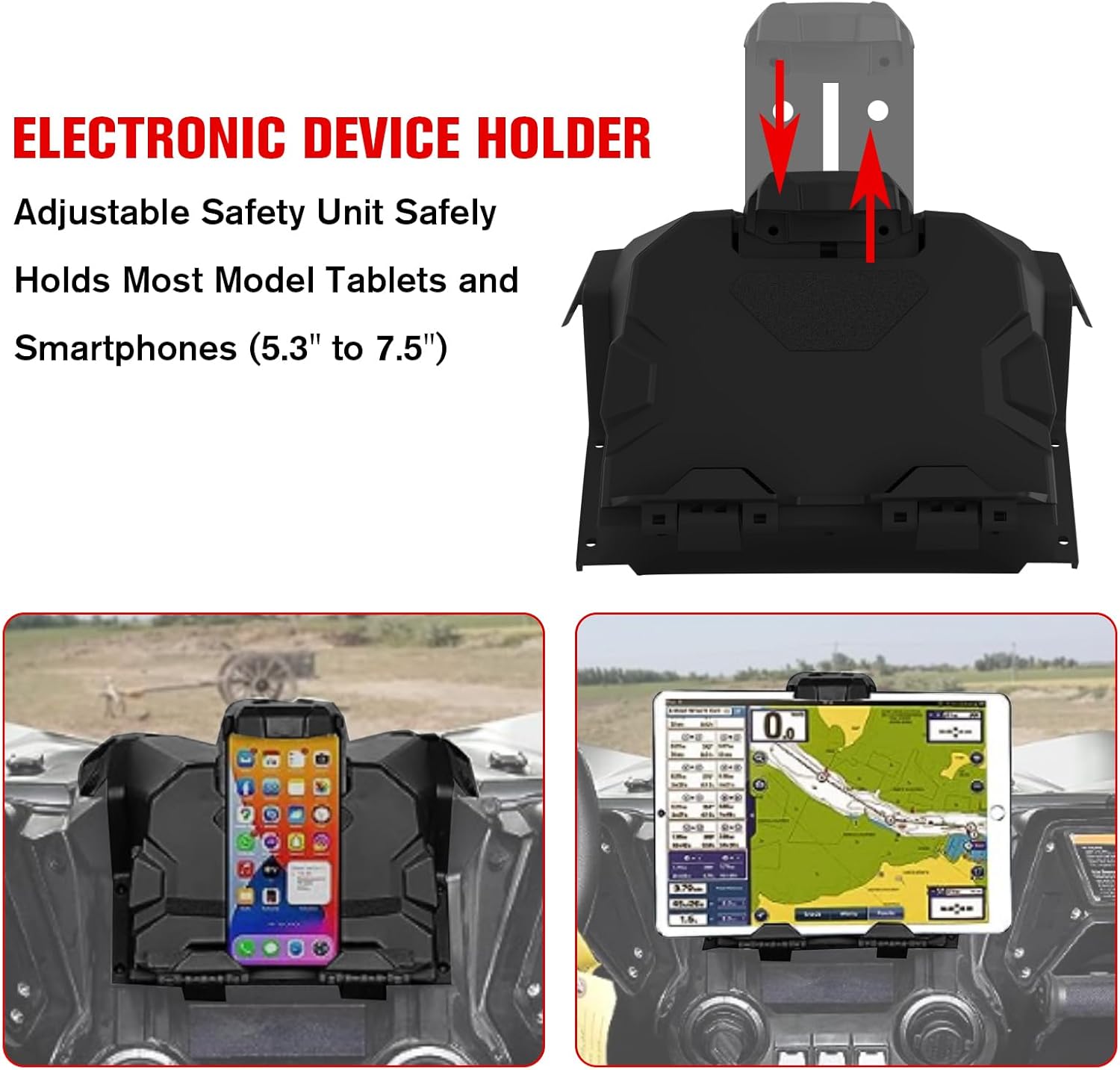 Soportes para dispositivos eléctricos con caja de almacenamiento, bandeja organizadora para Honda Talon 1000 2019-2023, soporte de montaje para iPad