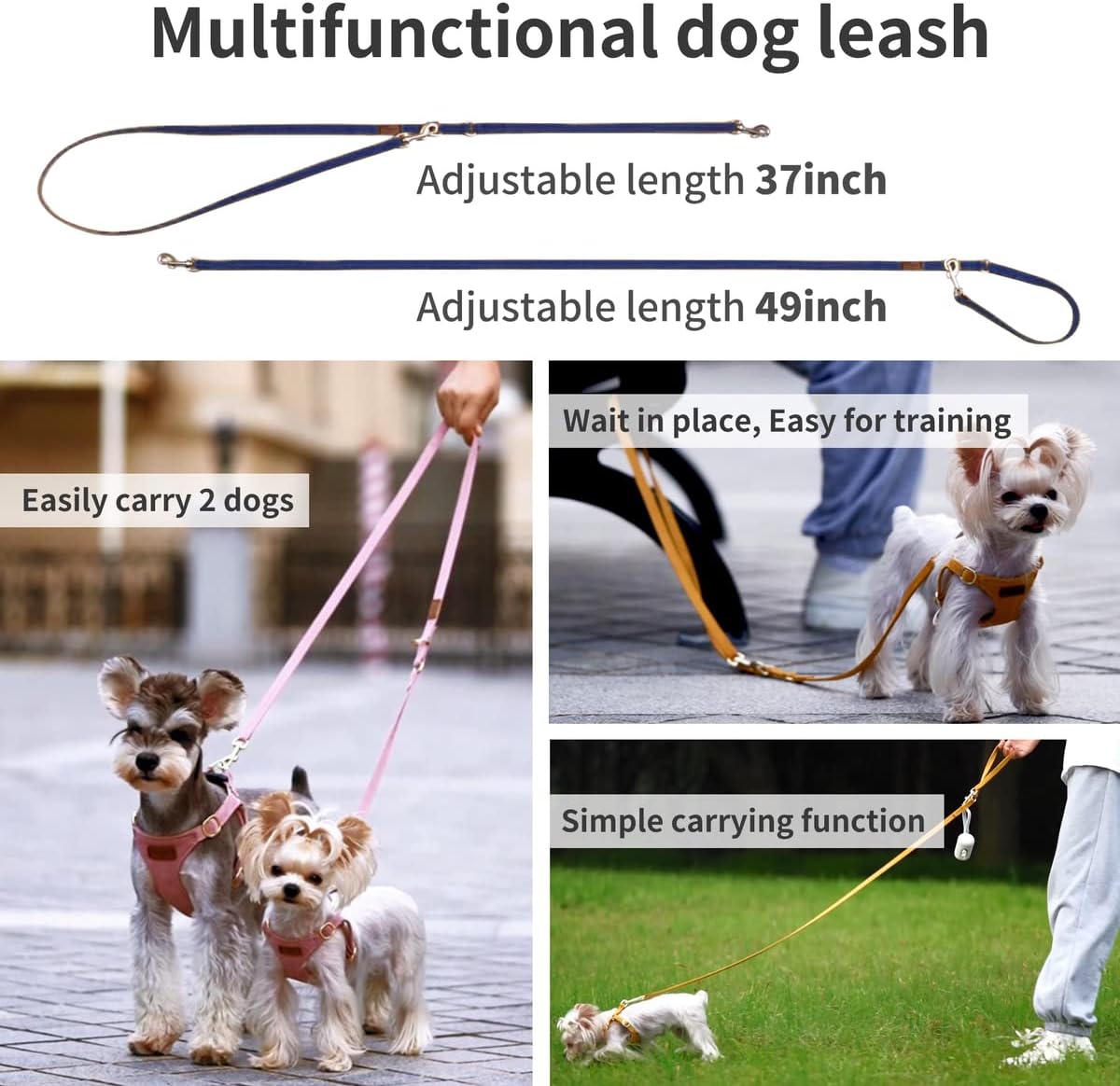 Puppytie Arnés sin tirones para perro, con correa multifunción, pechera suave y ajustable para mascota, no ahorca, chaleco a prueba de escape para