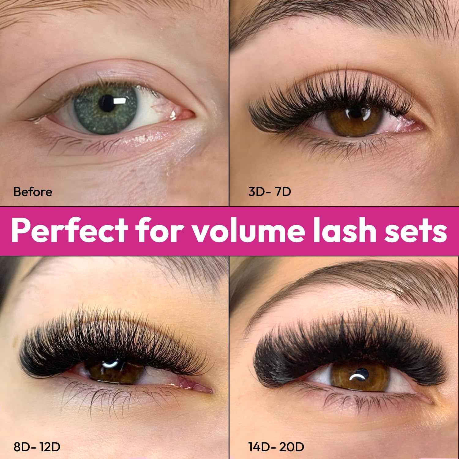 Eyesy Lash 500 abanicos Promade, 5D, 0.07, tamaño 0.433 in, rizo D, extensiones de pestañas postizas con volumen, extensiones de pestañas postizas
