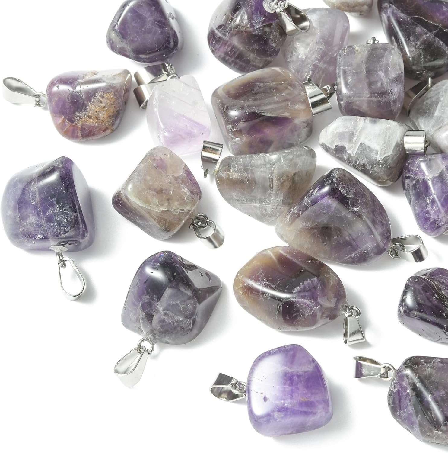 DanLingJewelry Colgantes de chakra reiki de punto curativo natural para collares, aretes, pulseras, joyería, Acero inoxidable
