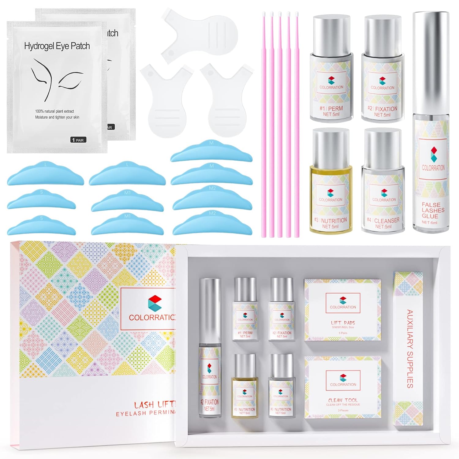 Buqikma Kit de levantamiento de pestañas actualizado 2023, kit de laminación de cejas 2 en 1, kit profesional de elevación de pestañas para salón y
