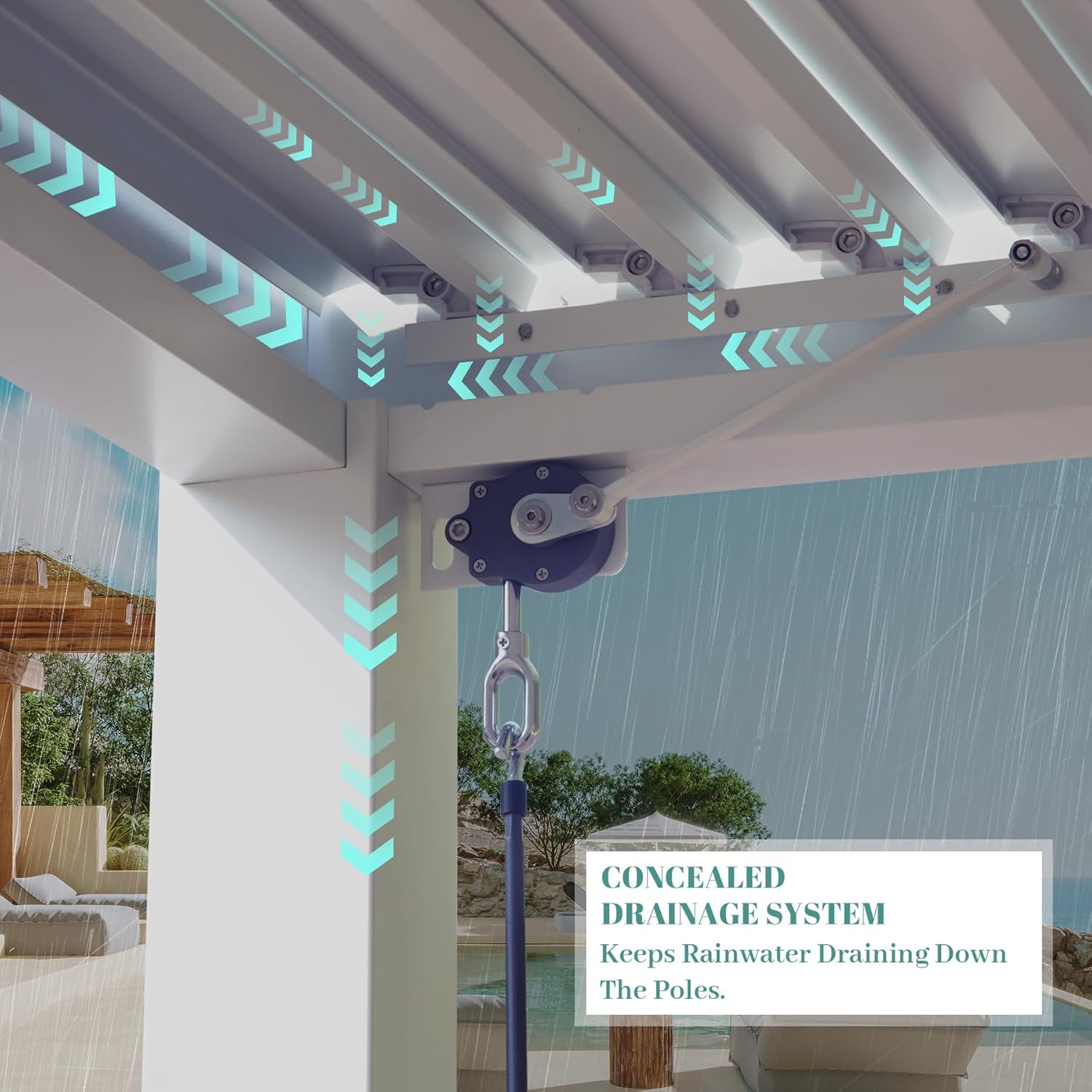 Domi – Pérgola con listones de 12 x 16 pies, pérgola impermeable de aluminio para exteriores, con techo ajustable para patio trasero, jardín y