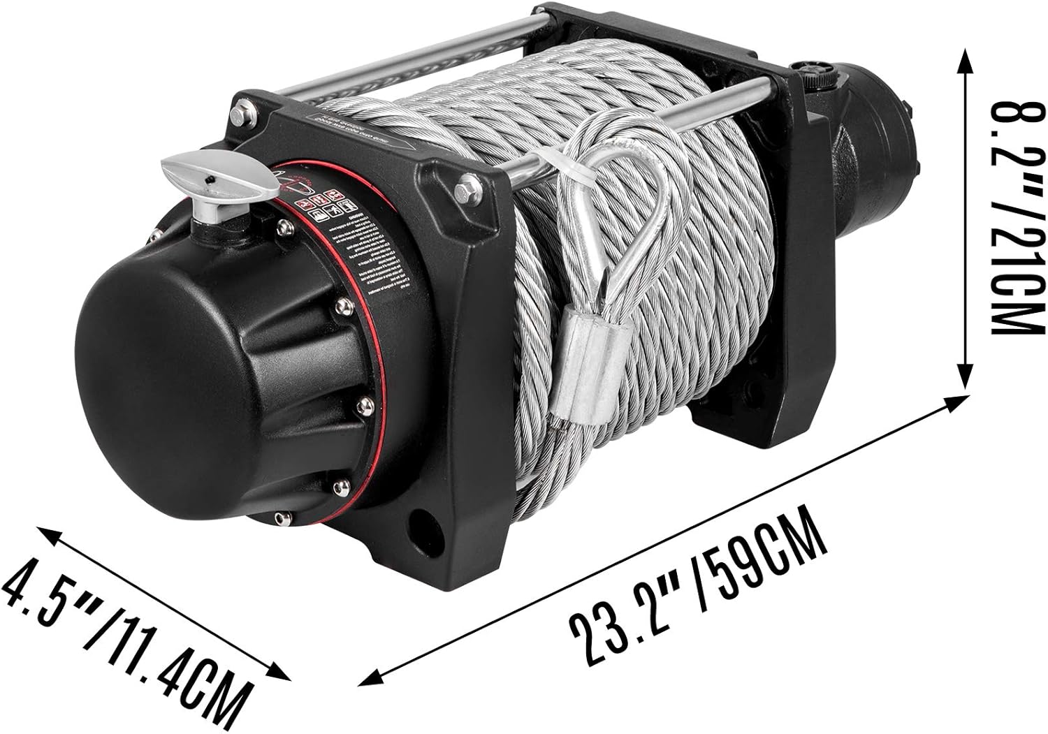 VEVOR Cabrestante hidráulico industrial de 20,000 libras, cabrestante de anclaje hidráulico con cable de acero fuerte de 78.7 ft, kit de adaptador