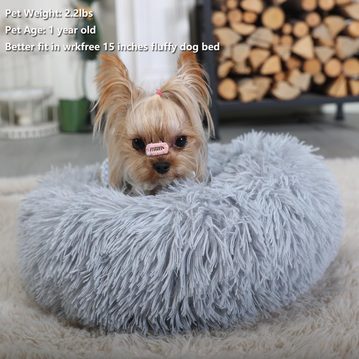Cama para perros pequeños, cama mullida para cachorros, lavable, dona, antideslizante, 15 pulgadas
