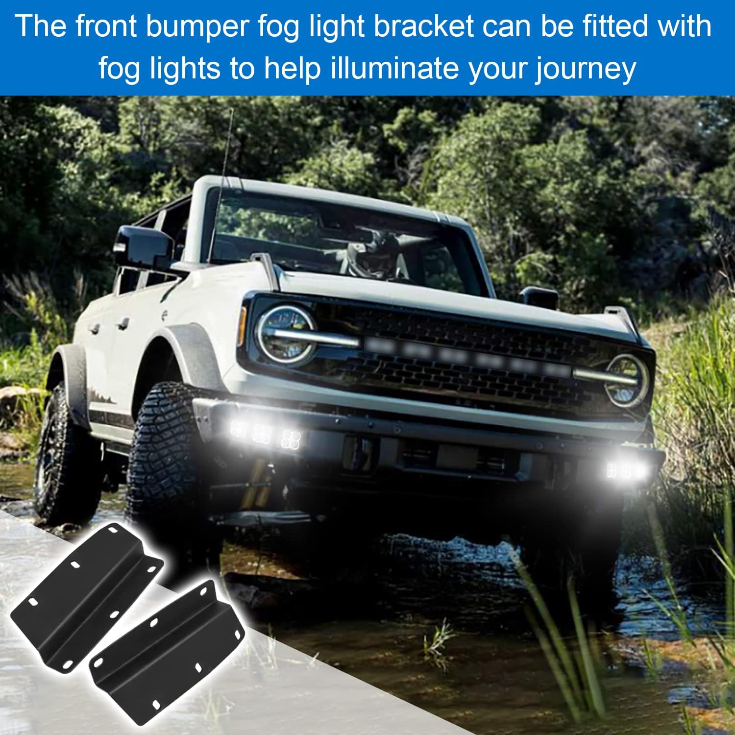Soporte de montaje de luces antiniebla LED para parachoques delantero compatible con Ford Bronco de 2 puertas 4 puertas 2021 2022 2023 2024 Kit de