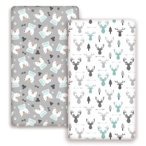 GRSSDER Juego de 2 sábanas ajustables elásticas ultra suaves para cuna, acogedora sábana para cuna que se adapta a todas las almohadillas estándar GRSSDER Juego de 2 sábanas ajustables elásticas ultra suaves para cuna, acogedora sábana para cuna que se adapta a todas las almohadillas estándar