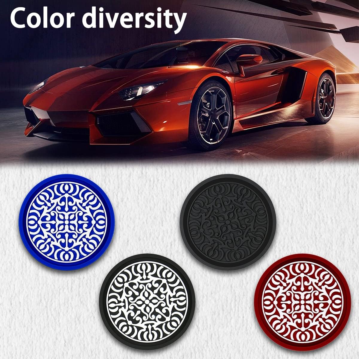 4 posavasos para automóvil, portavasos de PVC de 2.75 pulgadas, antideslizante, incrustado en adornos, accesorios para el interior del automóvil,