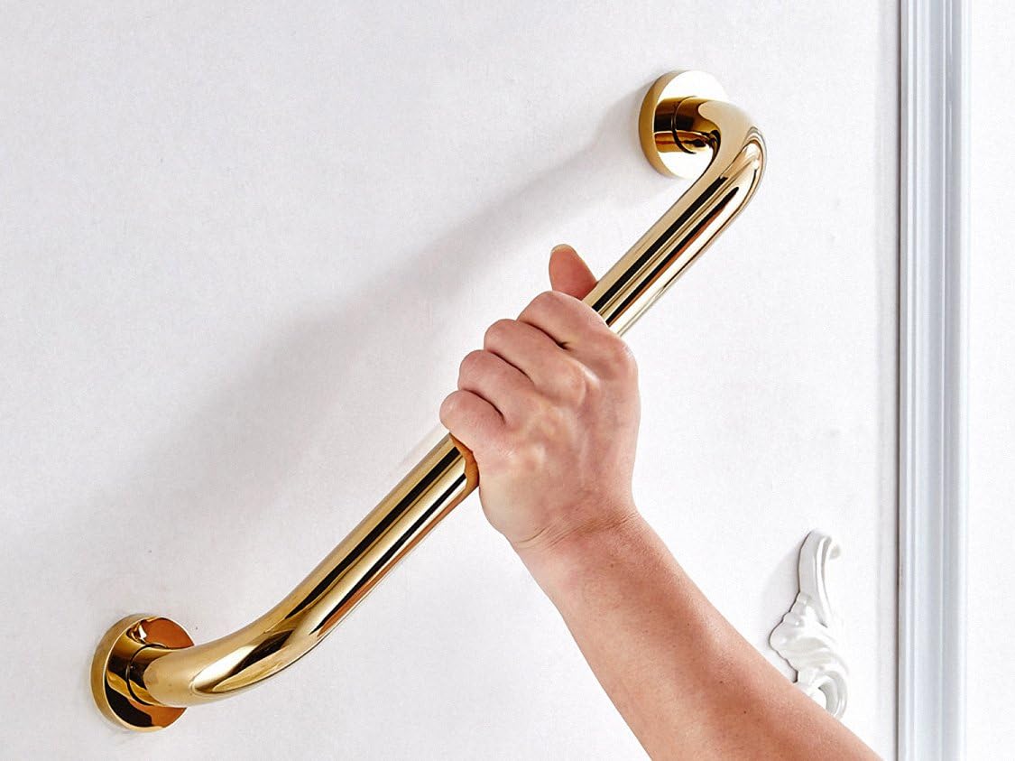 700Brass Barra de agarre de 20 pulgadas para seguridad de ducha de hotel, motel, hogar, latón macizo, oro pulido, reposabrazos de construcción