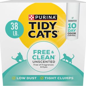 Purina Tidy Cats – Arena aglutinante para gatos, libre y limpia, sin perfume, caja de 38 libras Purina Tidy Cats – Arena aglutinante para gatos, libre y limpia, sin perfume, caja de 38 libras