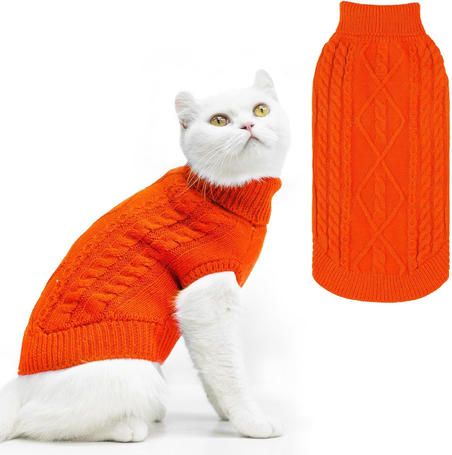 PUPTECK Abrigo de invierno para gatos, ropa de punto suave y cálida para clima frío, ropa de punto para gatitos y perros pequeños en interiores y