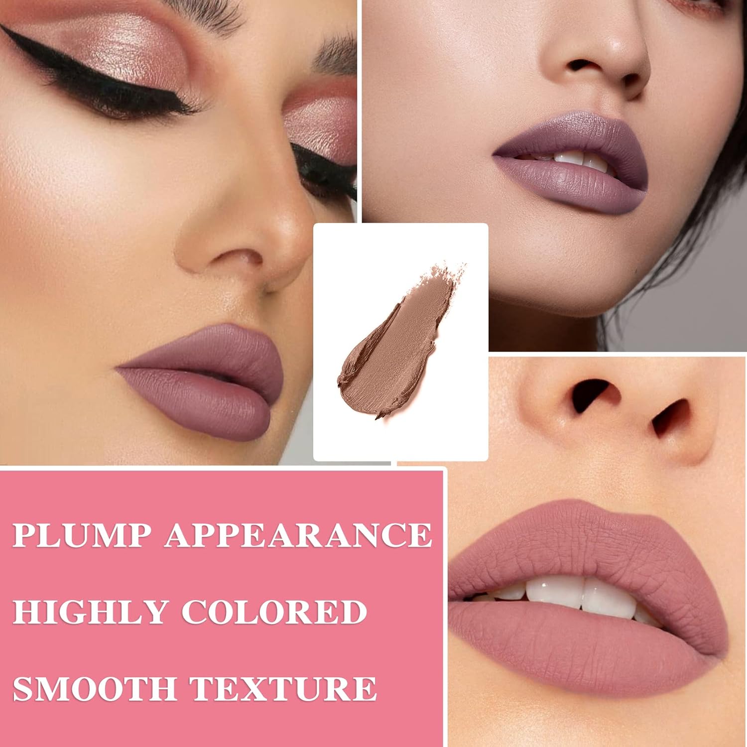 Fusang Juego de 3 lápices labiales mate color nude, lápiz labial mate de larga duración para mujeres, juego de brillo labial nutritivo para mujeres,
