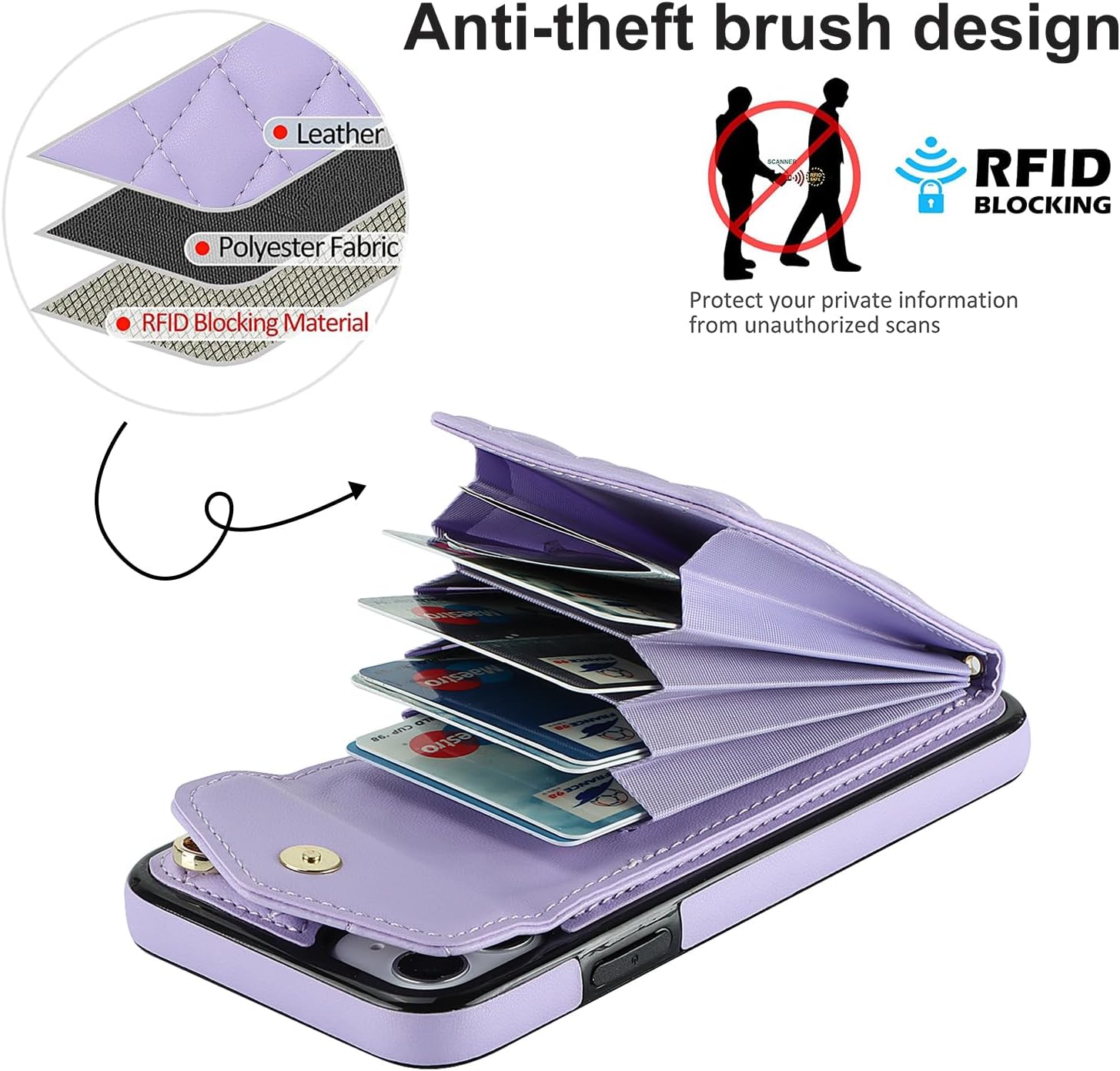 Asuwish Funda de teléfono para iPhone 11 6.1 con protector de pantalla de vidrio templado y correa de muñeca con anillo de bloqueo RFID, tarjetero