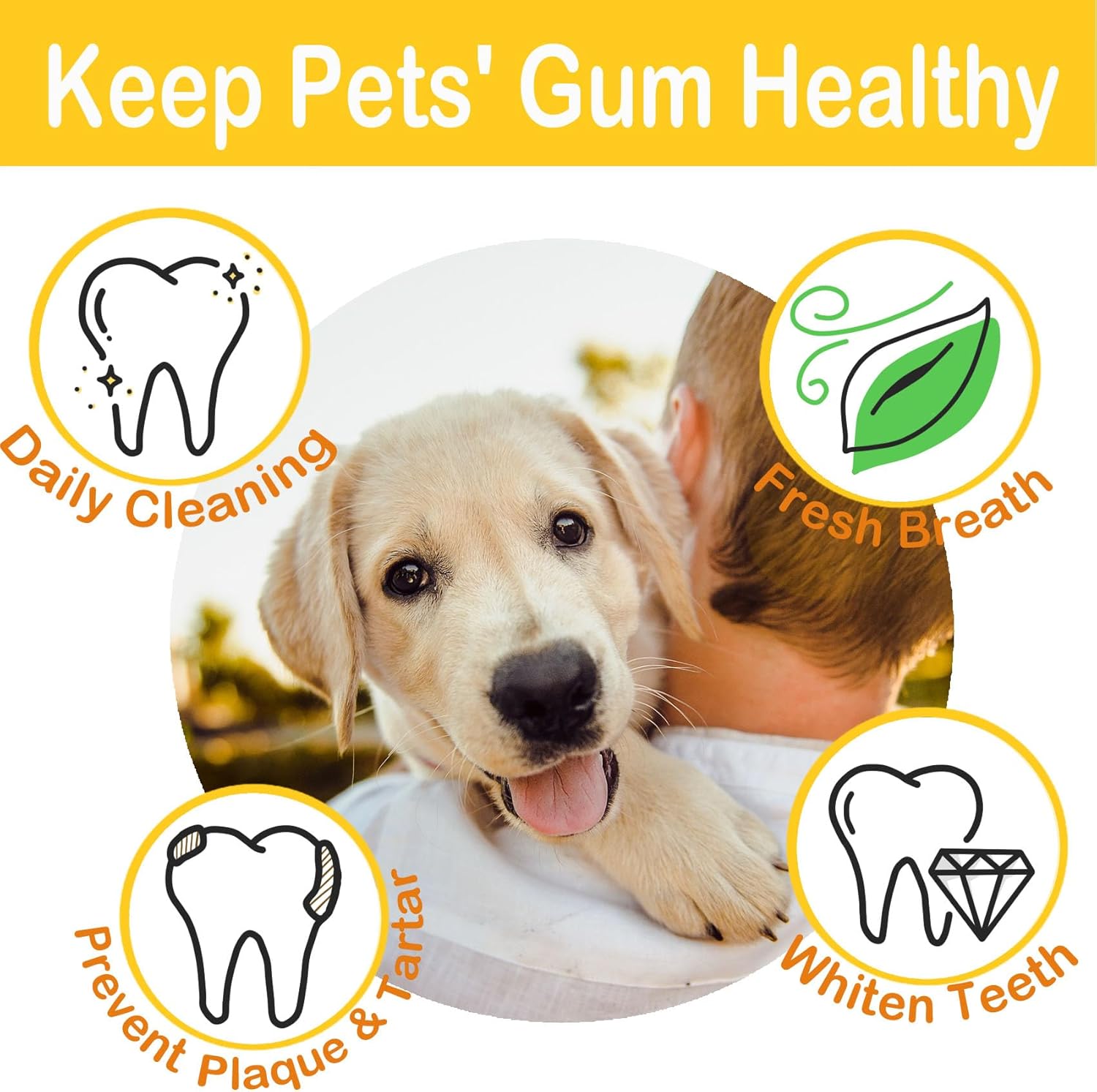 Irisarc 50 toallitas de limpieza de dientes de mascotas para perros, toallitas para el cuidado dental del perro, quita la placa y limpia los dientes