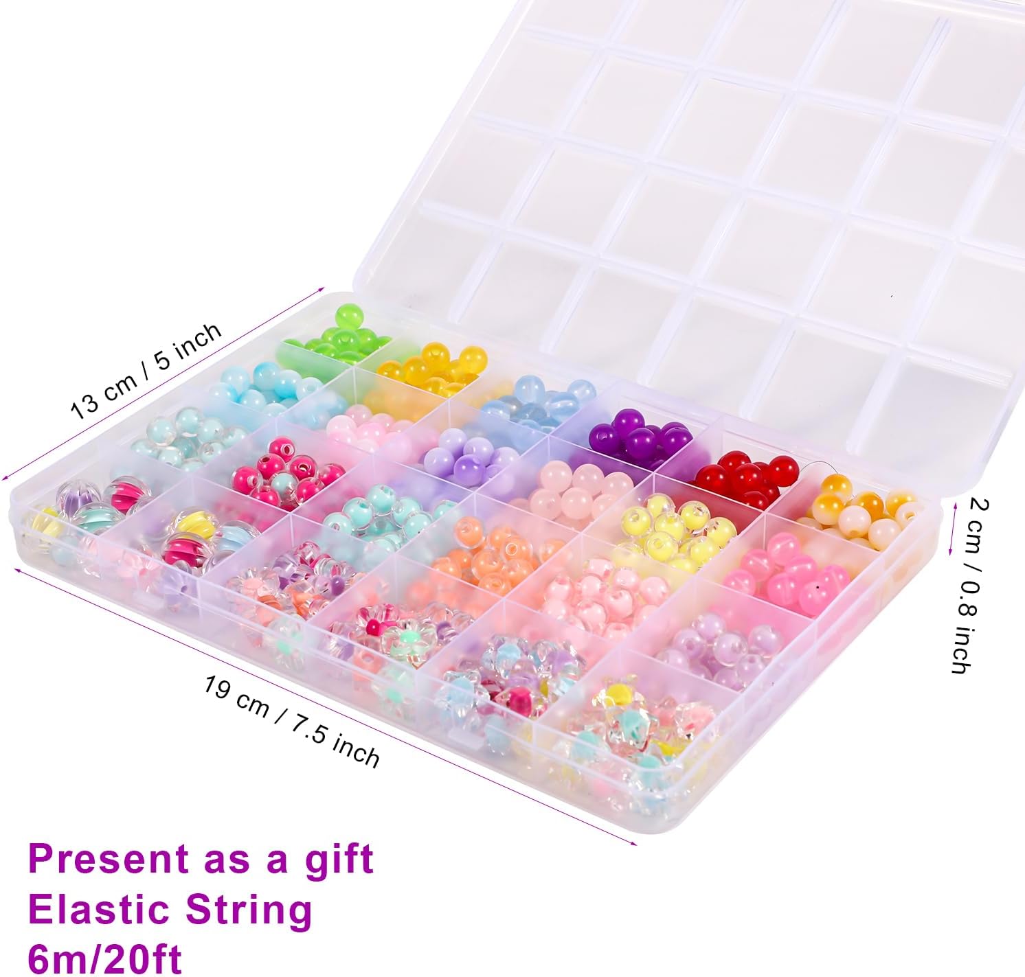 NQEUEPN Kit de cuentas acrílicas para hacer joyas, cuentas de vidrio de color transparente, cuentas surtidas, cuentas de acrílico degradado, kit de