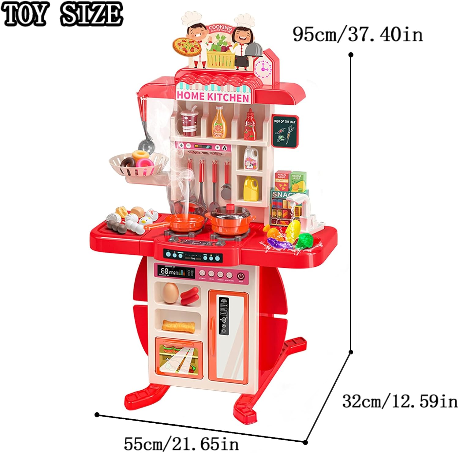 Juego de cocina, juego de cocina para niños, equipado con 54 accesorios de juguete de cocina, con sonido y luz realistas, agua de presión,