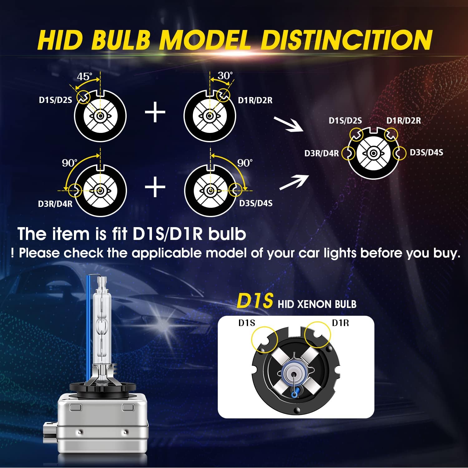 TECTICO D1S – Bombillas de xenón HID para faros delanteros, 35 W, 8000 K, luz blanca fría, luces altasbajas, bombillas de repuesto para automóviles,