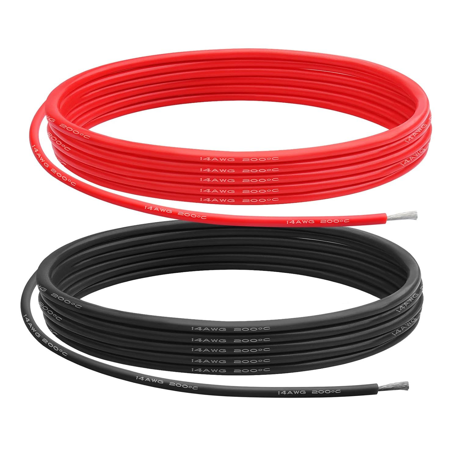 Cable eléctrico de silicona calibre 14 AWG (rojo de 10 pies y negro de 10 pies) suave y flexible núcleo de cobre estañado de 0.003 in, alambre de